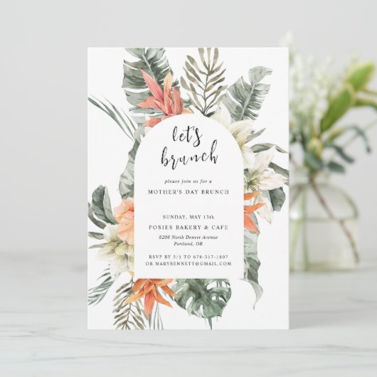 Laten we brunchen | Tropische bloemenbrunch Moeder Kaart (Staand voorkant)