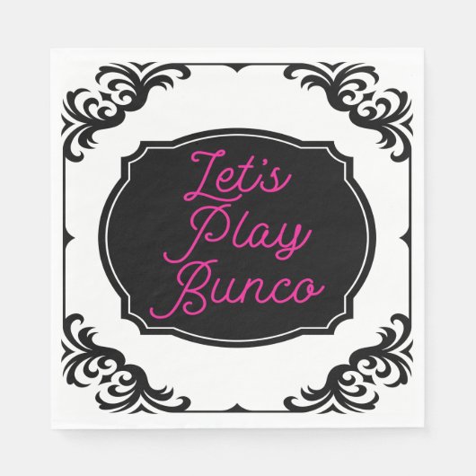 Laten we Bunco Fun Pink Black Elegant spelen Servet (Voorkant)