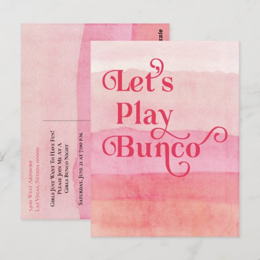Laten we Bunco Girls vanavond uitspelen Briefkaart (Voorkant / Achterkant)