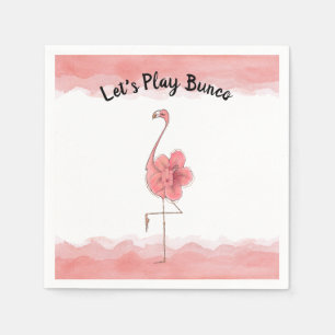 Laten we Bunco Pink Flamingo Tropical Flower spele Servet