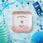 Laten we Bunco Roze Flamingo afspelen Papieren Bordje (Feest)