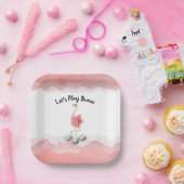 Laten we Bunco Roze Flamingo afspelen Papieren Bordje (Feest)