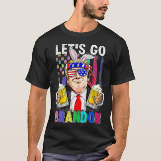 Laten we Bunny Brandon Happy Easter Day Trump Beer T-shirt