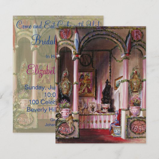 Laten we Cake Marie Antoinette I ~ Invitation eten Kaart (Voorkant / Achterkant)