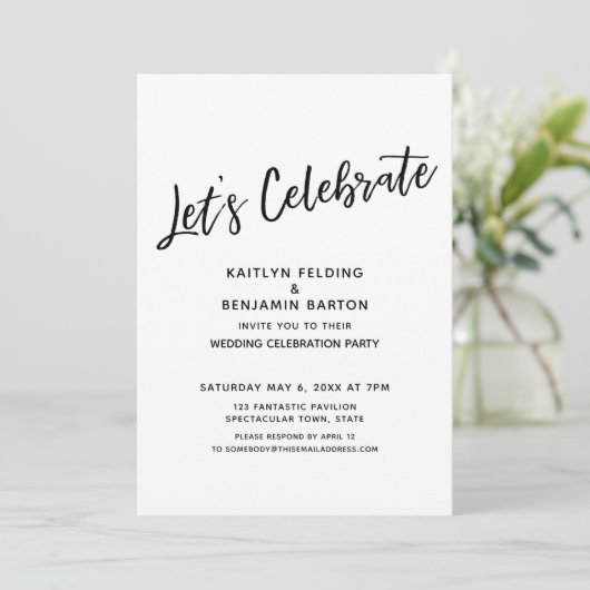 Laten we Casual vieren, modern ontvangst-feestje-o Kaart (Staand voorkant)