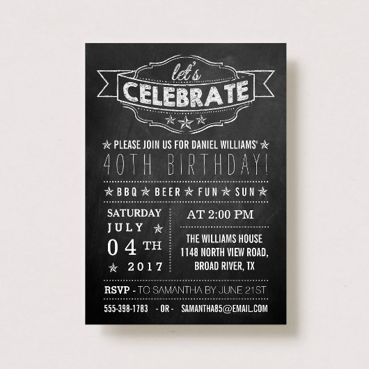 Laten we Celebrate! Chalkboard Typografie Birthday Kaart