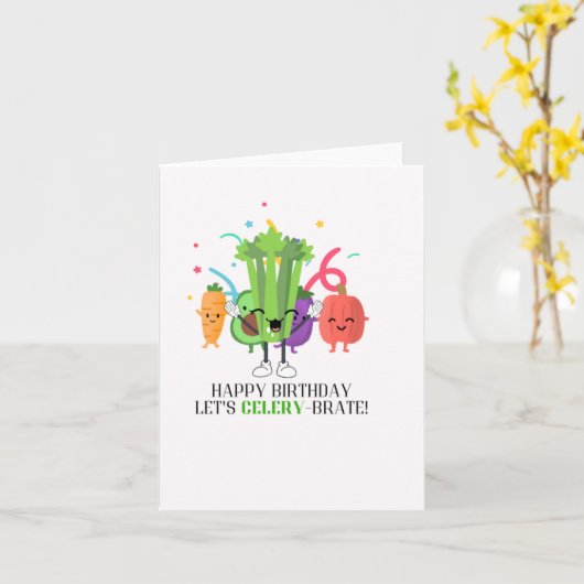 Laten we Celery-Brate Puns Verjaardag Kaart (Gele Bloem)