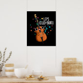 Laten we Cello-brate Funny Cello Pun Dark BG Poster (Keuken)
