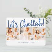 Laten we Challah Modern simpele drie fotofeestdag  Feestdagenkaart (Staand voorkant)
