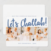 Laten we Challah Modern simpele drie fotofeestdag  Feestdagenkaart (Voorkant / Achterkant)