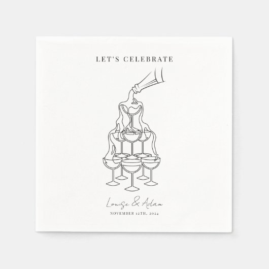 Laten we Champagne Tower bruiloft vieren Servet (Voorkant)