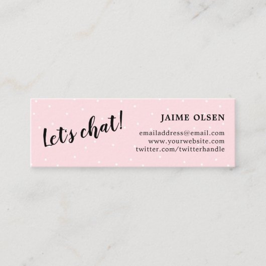 Laten we chatten - Roze en zwart - Eenvoudig Mini Visitekaartje (Voorkant)