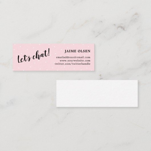 Laten we chatten - Roze en zwart - Eenvoudig Mini Visitekaartje (Voorkant / Achterkant)