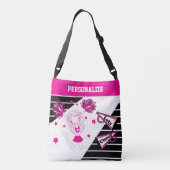 Laten we Cheer Hot Pink Cheerleader Girl Crossbody Tas (Achterkant)