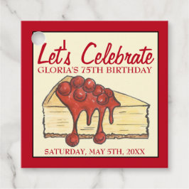 Laten we Cherry Cheesecake Dessert Birthday vieren Bedankjes Labels