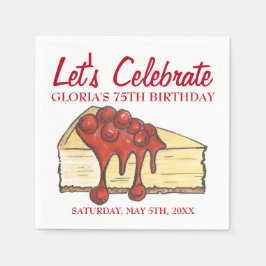 Laten we Cherry Cheesecake Dessert Birthday vieren Servet