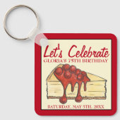 Laten we Cherry Cheesecake Dessert Birthday vieren Sleutelhanger (Voorkant)