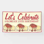 Laten we Cherry Cheesecake Dessert Birthday vieren Spandoek (Horizontaal)