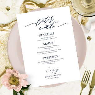 Laten we Chic Script-huwelijksmenu kaart voor bord