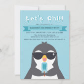 Laten we Chill Cute Penguin Kids Birthday Uitnodig Kaart (Voorkant)