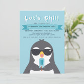 Laten we Chill Cute Penguin Kids Birthday Uitnodig Kaart (Staand voorkant)