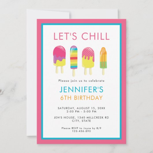 Laten we Chill Popsicle Party Colorful Cute vieren Kaart (Voorkant)