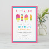 Laten we Chill Popsicle Party Colorful Cute vieren Kaart (Staand voorkant)
