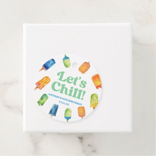 Laten we chillen blauwe retro ijsje verjaardagsfee bedankjes labels (In situ)
