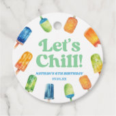 Laten we chillen blauwe retro ijsje verjaardagsfee bedankjes labels (Voorkant)