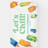 Laten we chillen blauwe retro ijsje verjaardagsfee spandoek (Verticaal)