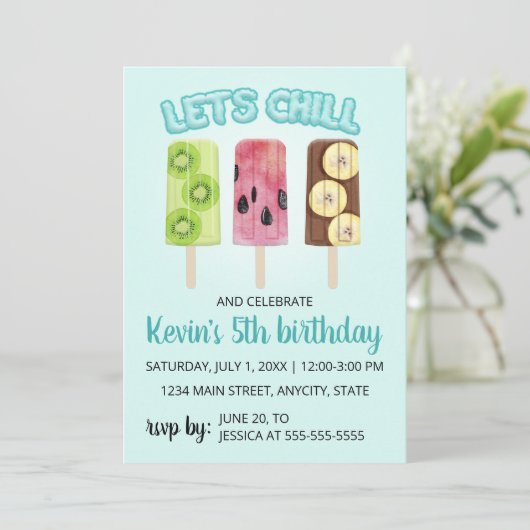 Laten we chillen Fruit Bars Verjaardagsfeestuitnod Kaart (Staand voorkant)