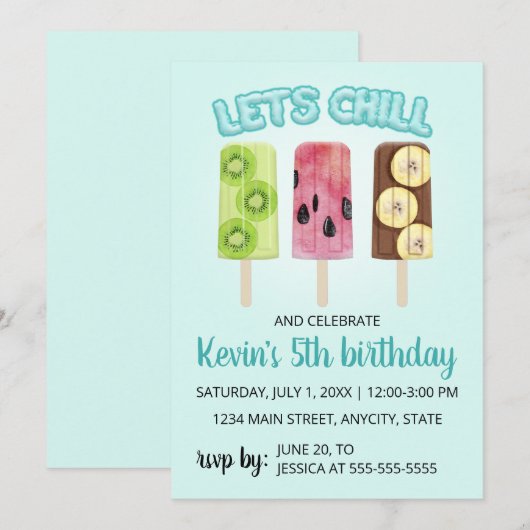 Laten we chillen Fruit Bars Verjaardagsfeestuitnod Kaart (Voorkant / Achterkant)