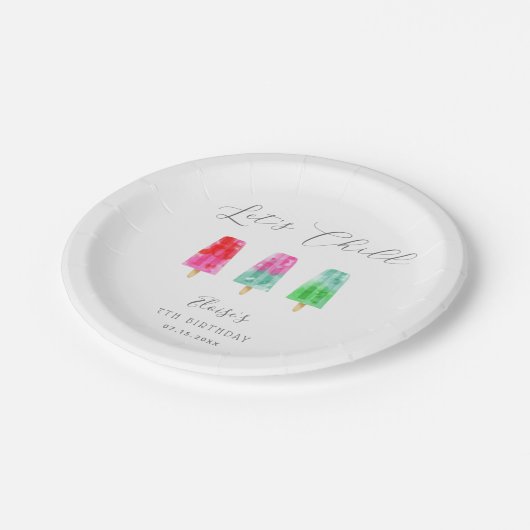 Laten we chillen kleurrijke ijsjes verjaardagsfees papieren bordje (Gekanteld)