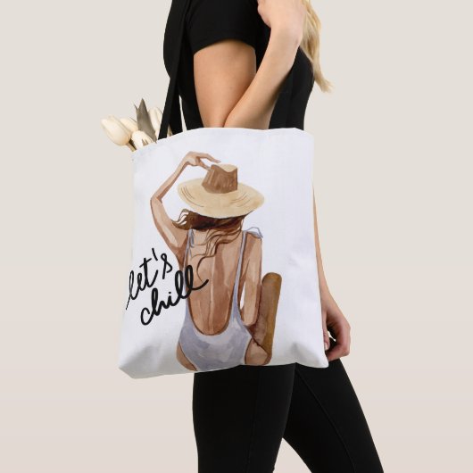 Laten we chillen - Relaxed Beach meisje Canvas tas (Dichtbij)