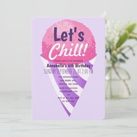 Laten we chillen sneeuw kegel Kinder roze & Paarse Kaart (Staand voorkant)