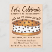 Laten we Chipwich Ijsje Sociale Verjaardag Vieren Uitnodiging Briefkaart (Voorkant)