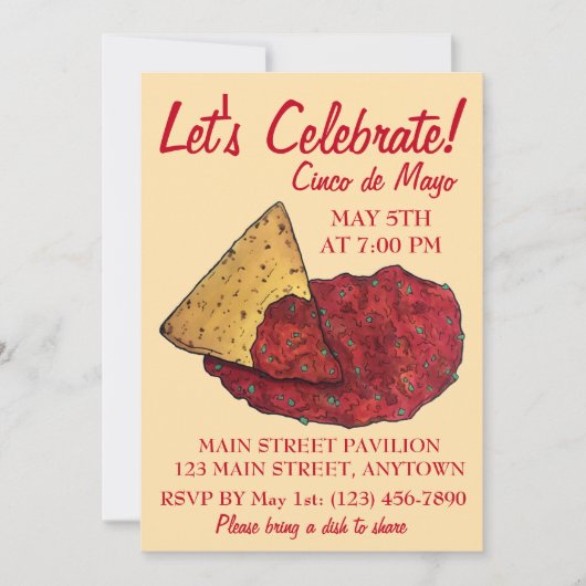 Laten we Cinco de Mayo Fiesta Chips Salsa vieren Kaart (Voorkant)