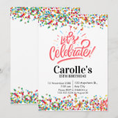 Laten we Confetti Simple Party-verjaardag vieren Kaart (Voorkant / Achterkant)