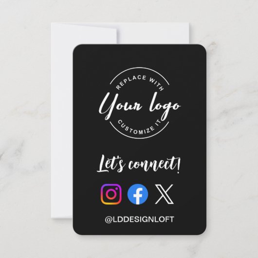 Laten we contact maken! QR-code van het logo van d Kaart (Voorkant)