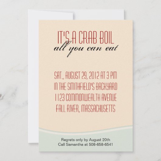 Laten we Cook Crab Boil-uitnodiging Kaart (Achterkant)