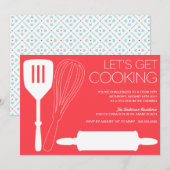 LATEN WE COOKING KRIJGEN | INVITATIES VAN PARTIJEN KAART (Voorkant / Achterkant)