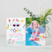 Laten we Cool Girls Pool Party Verjaardag krijgen Kaart (Staand voorkant)