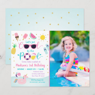 Laten we Cool Girls Pool Party Verjaardag krijgen Kaart