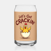 Laten we Crackin' Funny Chicken Boerderij Pun krij Blikvorm Glas (Voorkant)