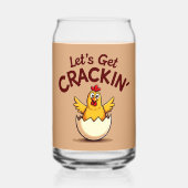 Laten we Crackin' Funny Chicken Boerderij Pun krij Blikvorm Glas (Achterkant)