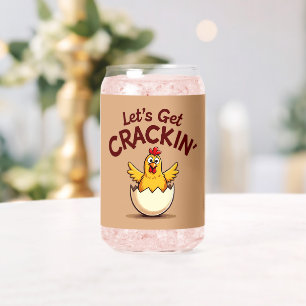 Laten we Crackin' Funny Chicken Boerderij Pun krij Blikvorm Glas