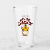 Laten we Crackin' Funny Chicken Boerderij Pun krij Glas (Voorkant)