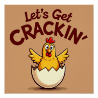 Laten we Crackin' Funny Chicken Boerderij Pun krij