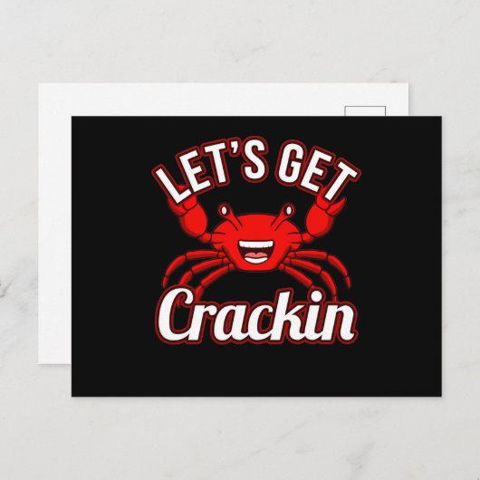 Laten we Crackin Seafood Crabbing Crab Lobster hal Aankondigingskaart (Voorkant / Achterkant)