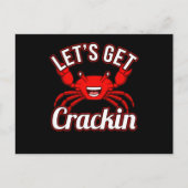 Laten we Crackin Seafood Crabbing Crab Lobster hal Aankondigingskaart (Voorkant)